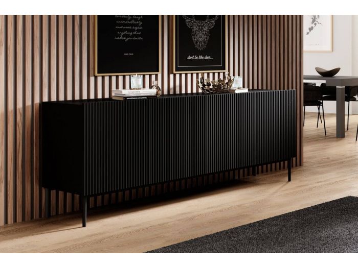 Buffet 4 portes 200 cm KASHA Pieds noir