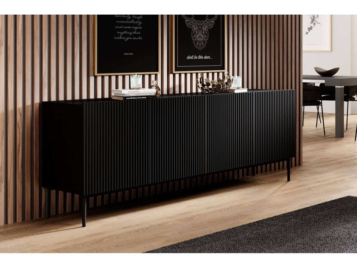 KASHA 4-deurs dressoir 200 cm Zwarte poten