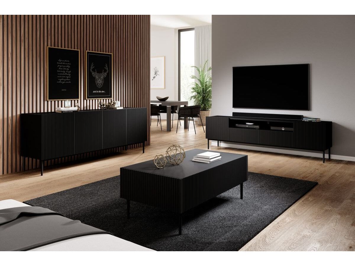 KASHA 4-deurs dressoir 200 cm Zwarte poten