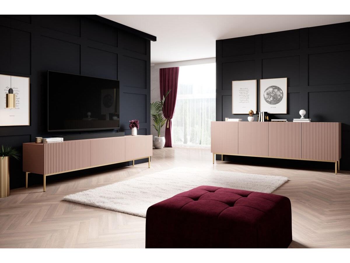 Buffet 4 portes 200 cm KASHA Pieds or