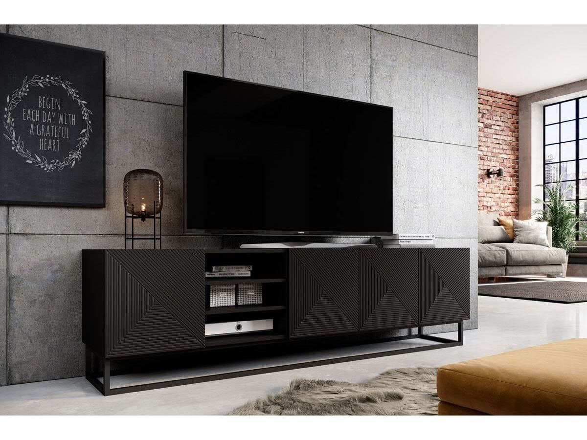 ALICE 200 cm TV-meubel met nissen en metalen poten