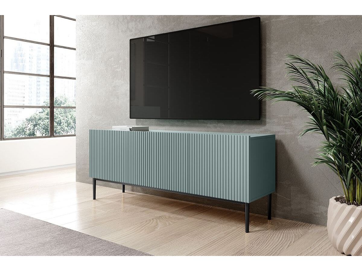Meuble TV 150 cm KASHA Pieds noir bleu clair — vue 5