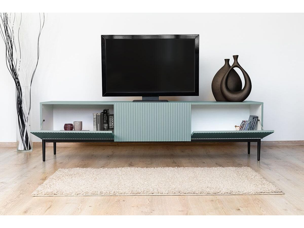 Meuble TV 200 cm KASHA Pieds noir