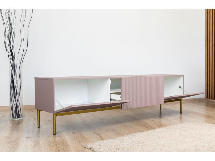 Meuble TV 200 cm KASHA Pieds or