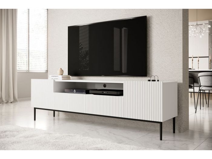 Meuble TV avec niche 200 cm KASHA pieds noirs