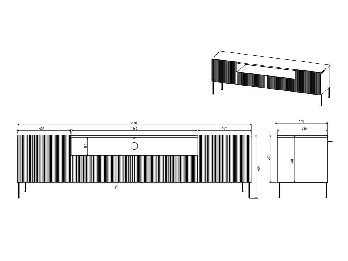 KASHA 200 cm tv-meubel met nis Gouden poten