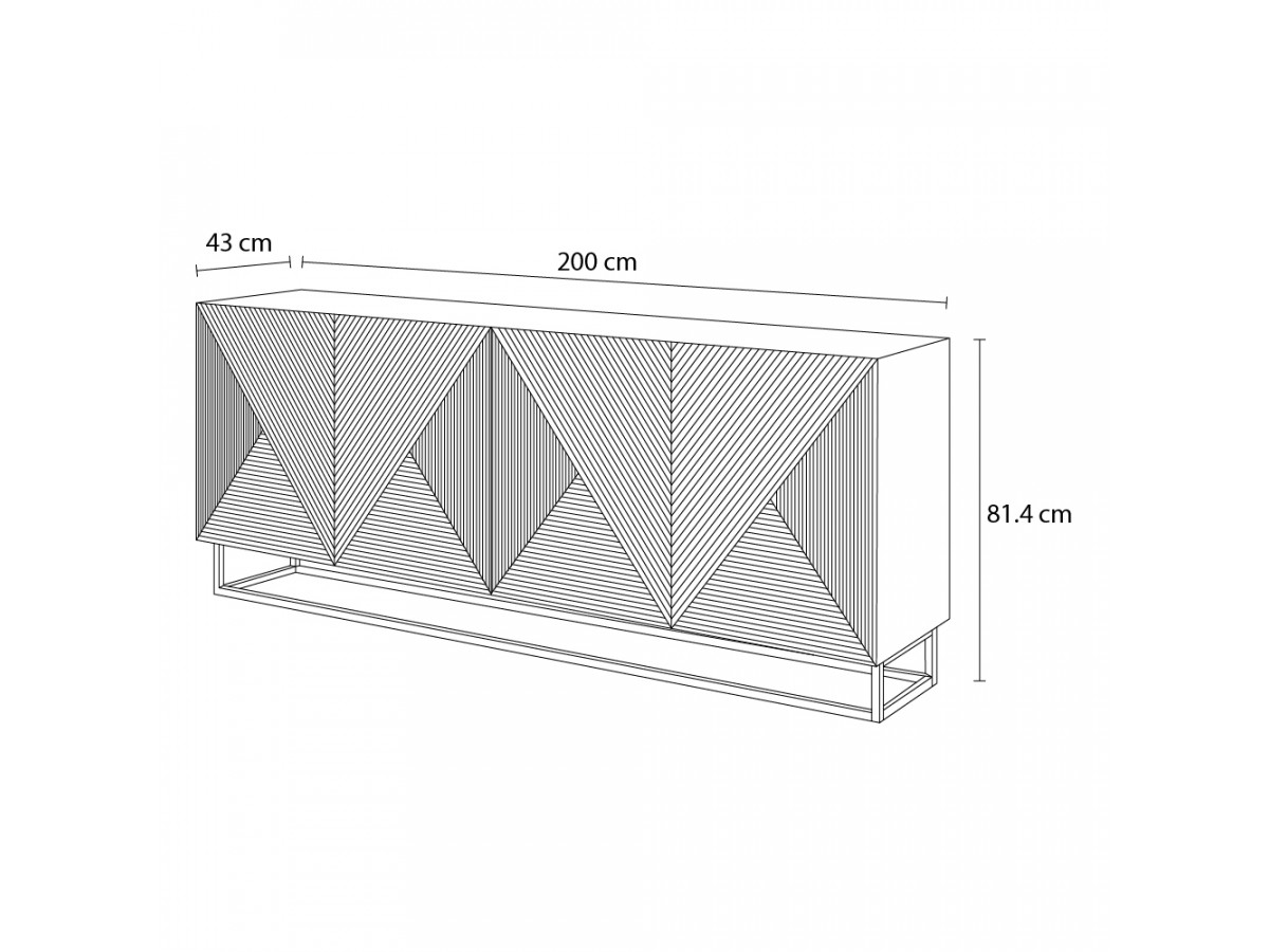 ALICE 4-deurs dressoir 200 cm metalen poten