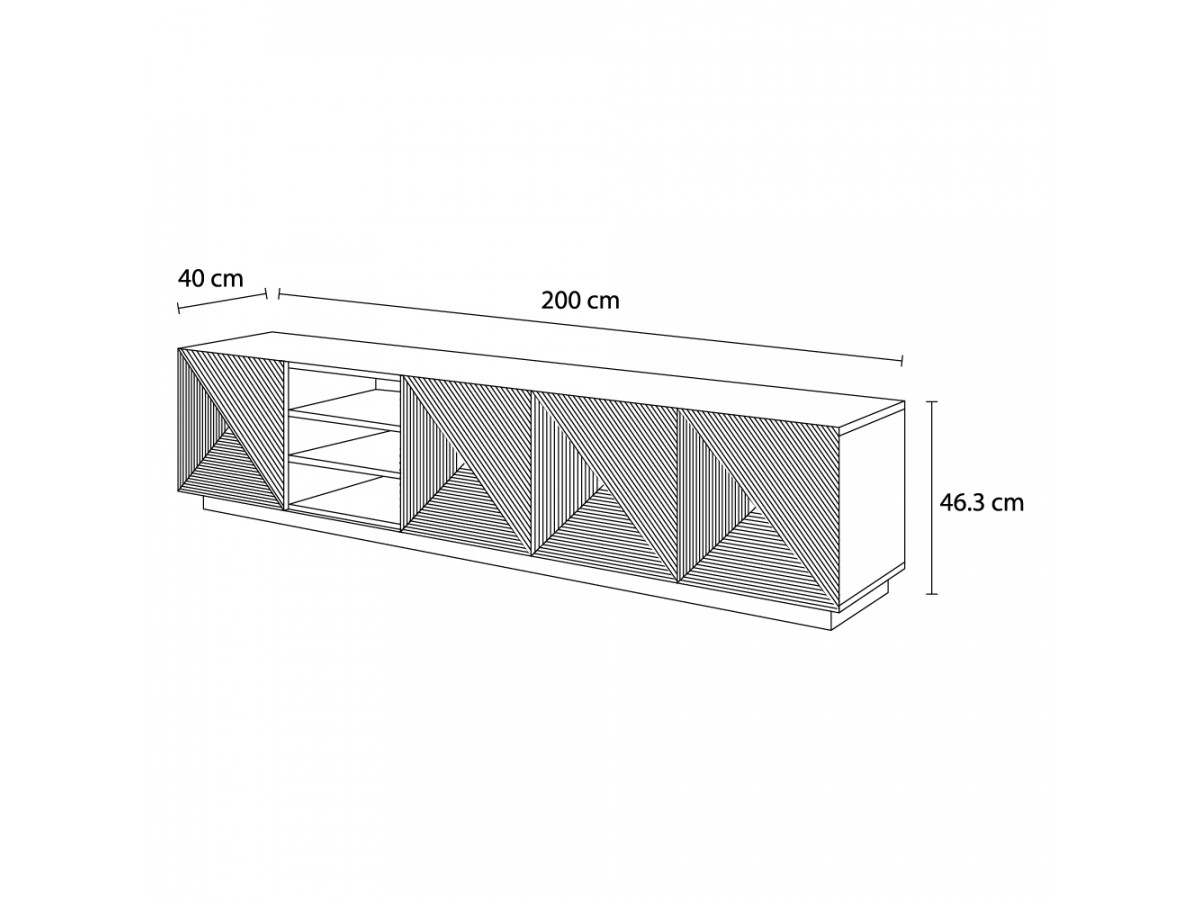 ALICE 200 cm tv-meubel met nissen