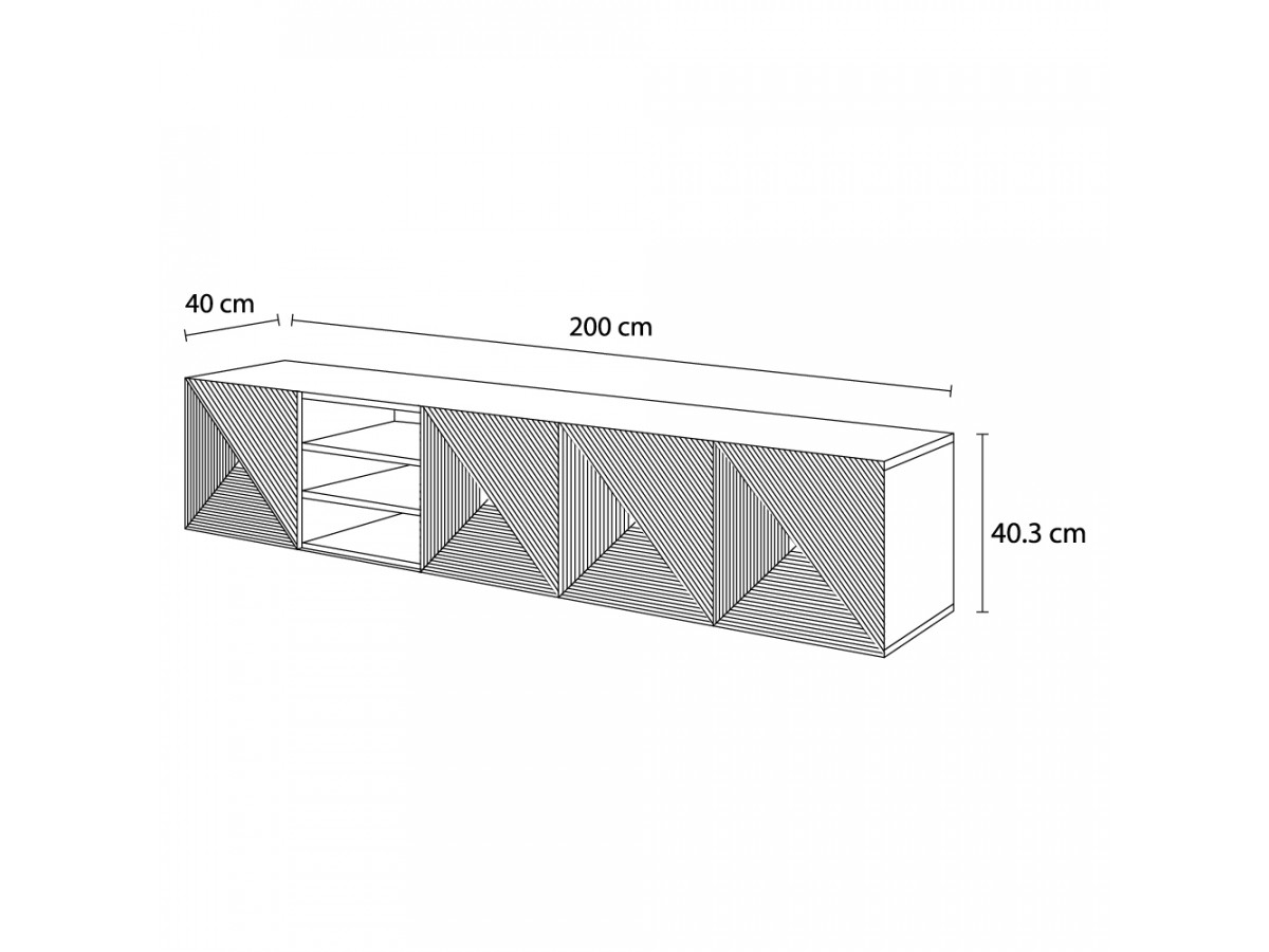 ALICE 200 cm wandmeubel met nissen