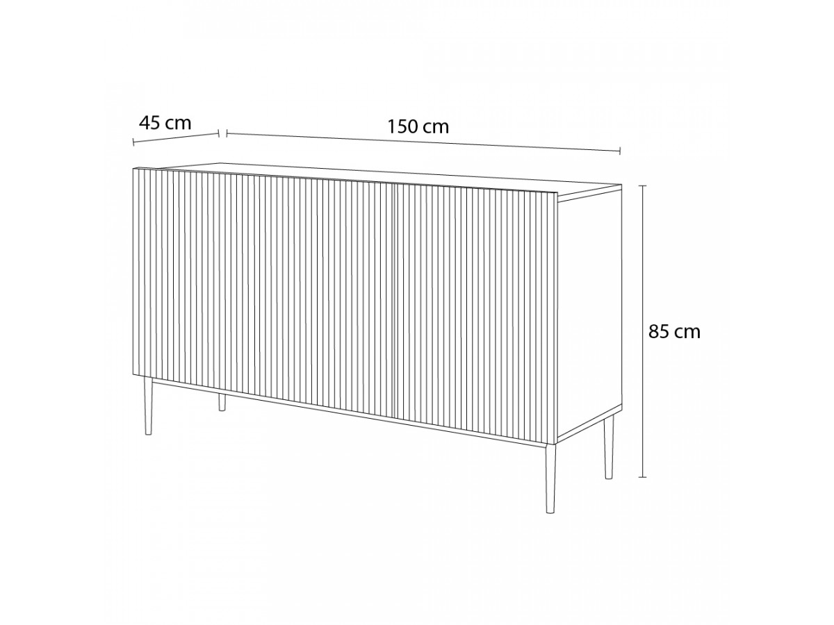 KASHA 3-deurs dressoir 150 cm Zwarte poten