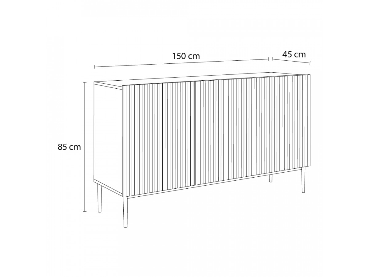 KASHA 3-deurs dressoir 150 cm gouden poten