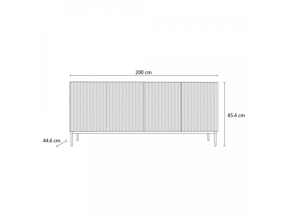Buffet 4 portes 200 cm KASHA Pieds or