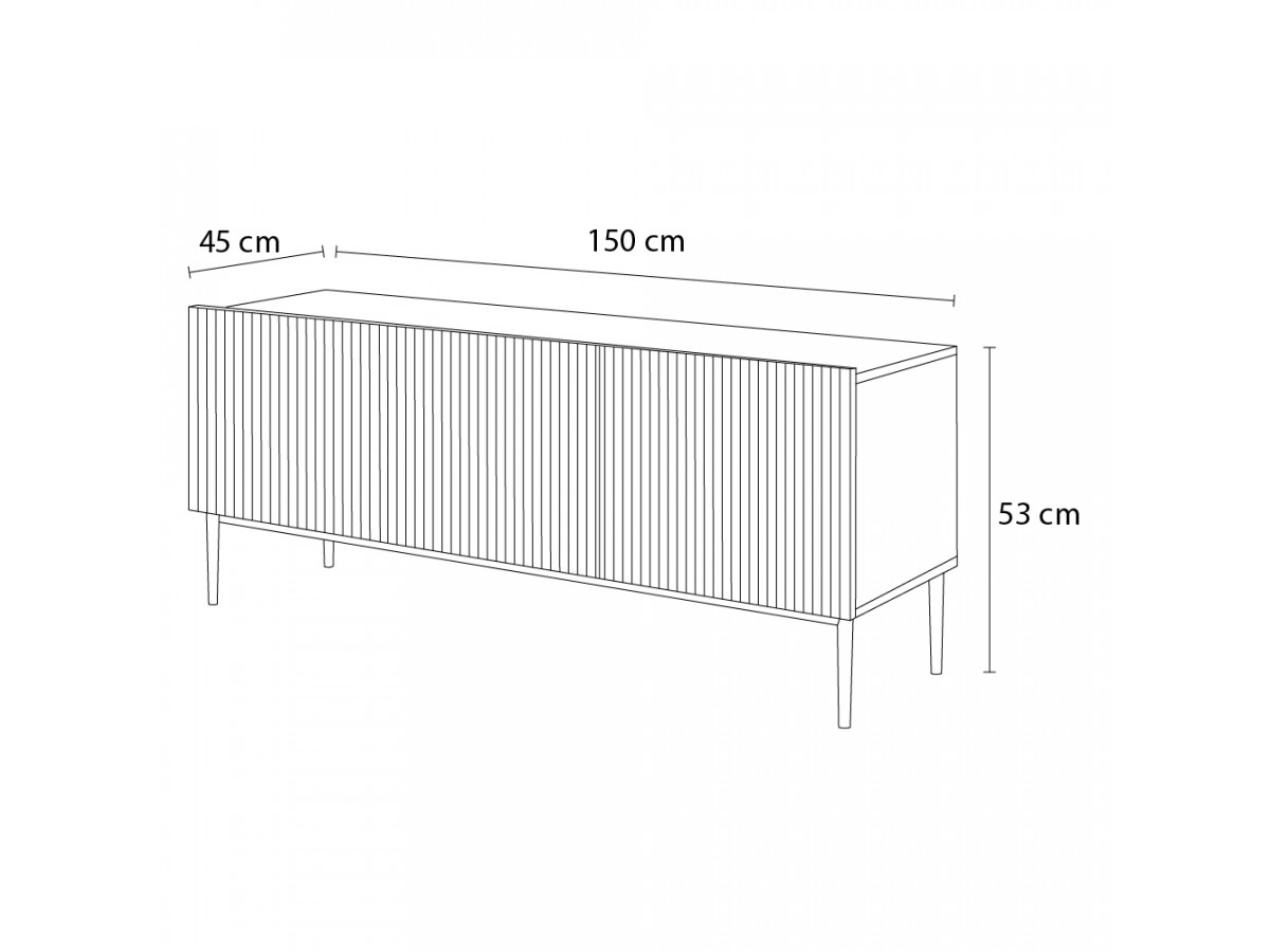 Meuble TV 150 cm KASHA Pieds noir blanc — vue 6