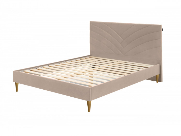 Structure de lit VELVET avec lattes massives pieds en bois naturel 160 x 200 cm