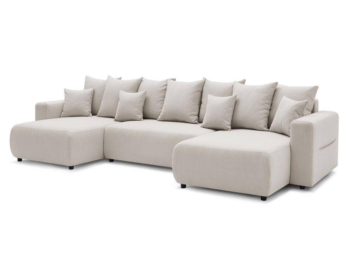 Canape panoramique convertible avec tablette et pouf ENVY Tissu