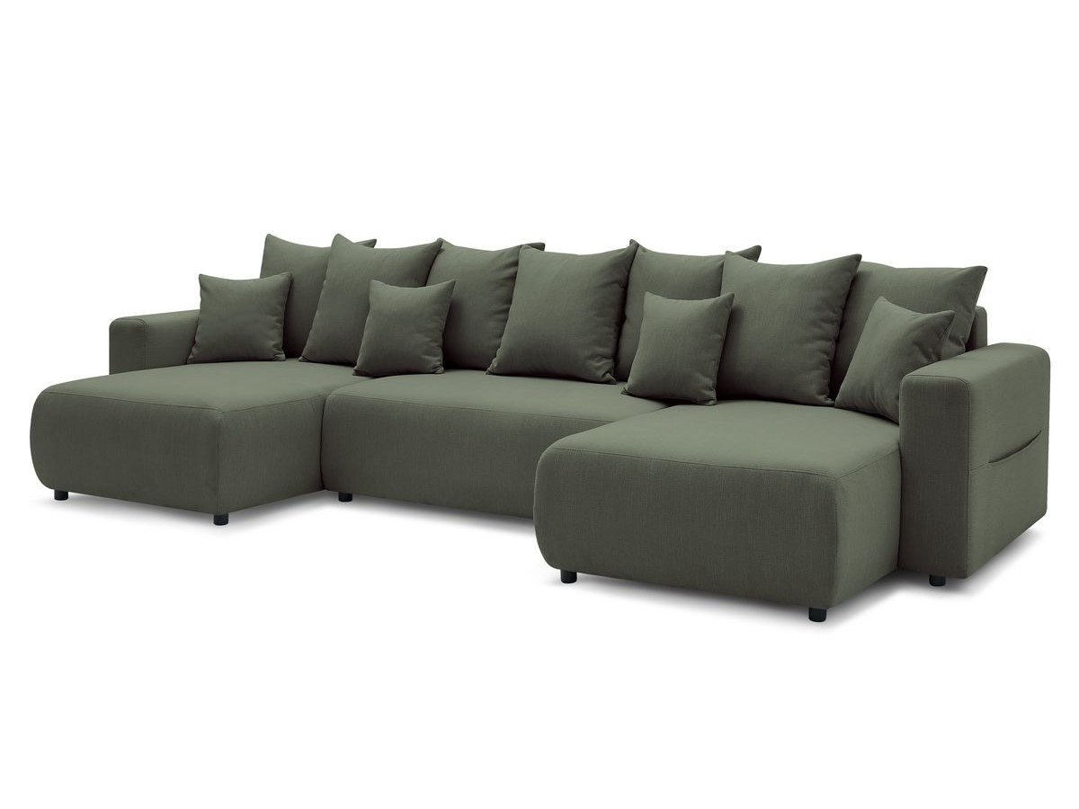 Canape panoramique convertible avec tablette et pouf ENVY Tissu