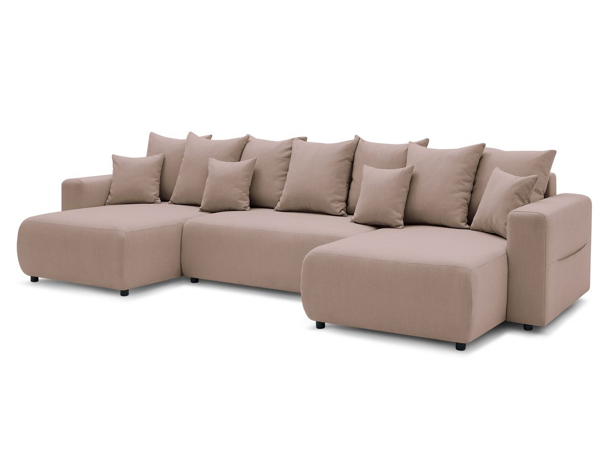 Canape panoramique convertible avec tablette et pouf ENVY Tissu