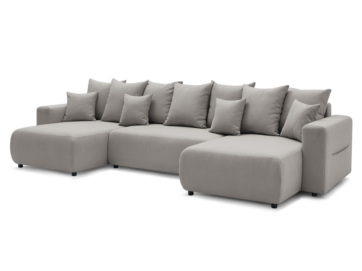 Canape panoramique convertible avec tablette et pouf ENVY Tissu