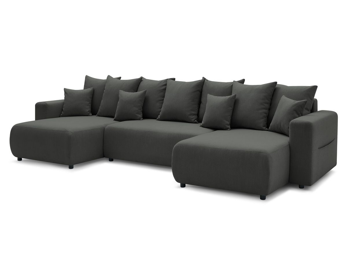 Canape panoramique convertible avec tablette et pouf ENVY Tissu