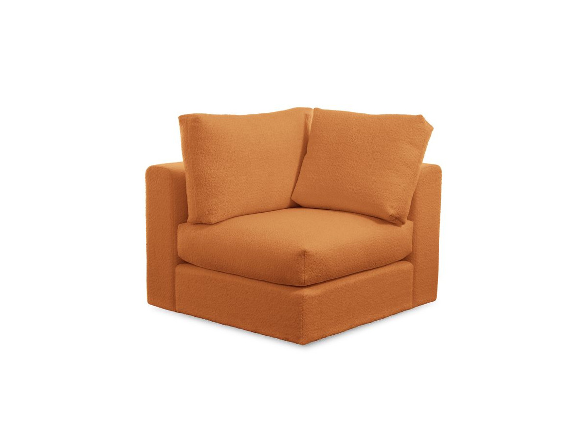 Canapé d'angle fixe EVEREST tissu chiné - Orange - Angle droit - 10 coussins