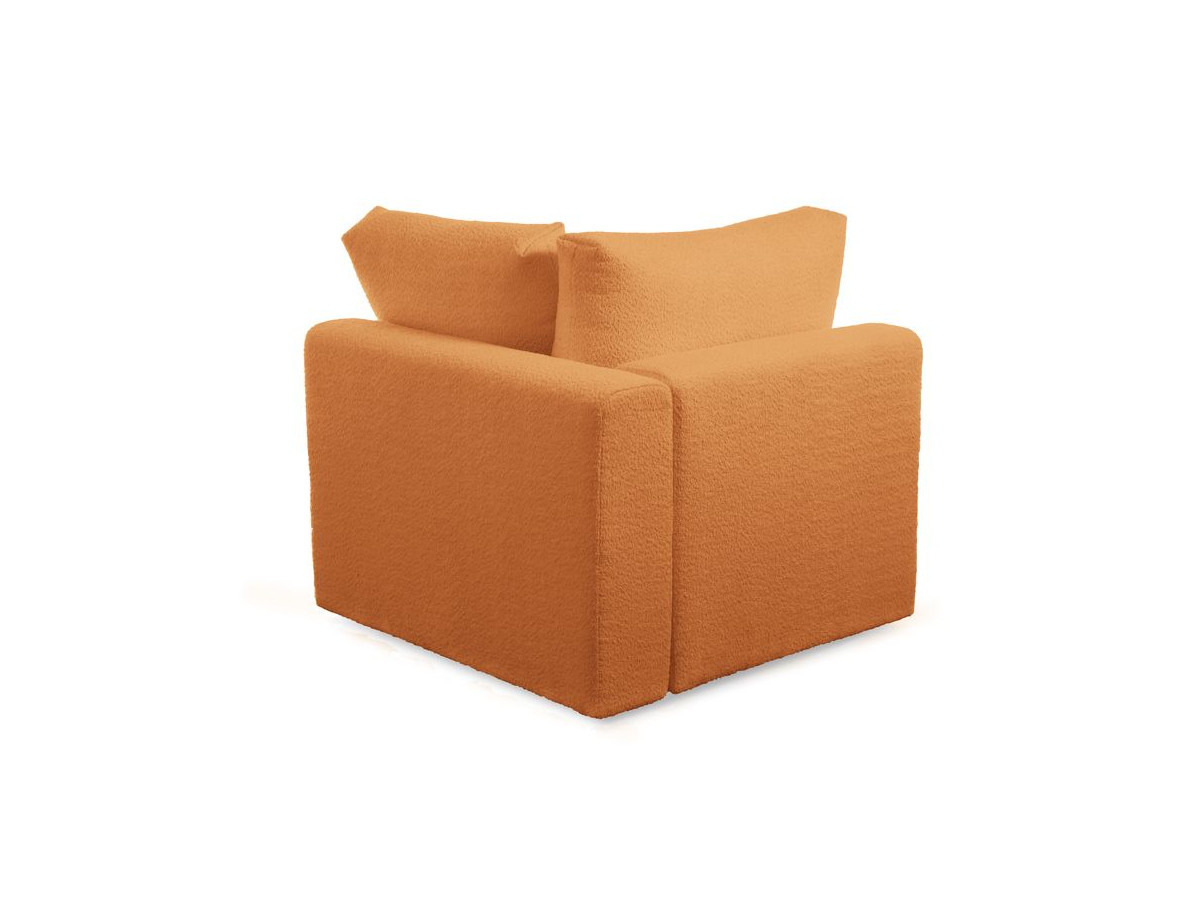 Canapé d'angle fixe EVEREST tissu chiné - Orange - Angle droit - 10 coussins