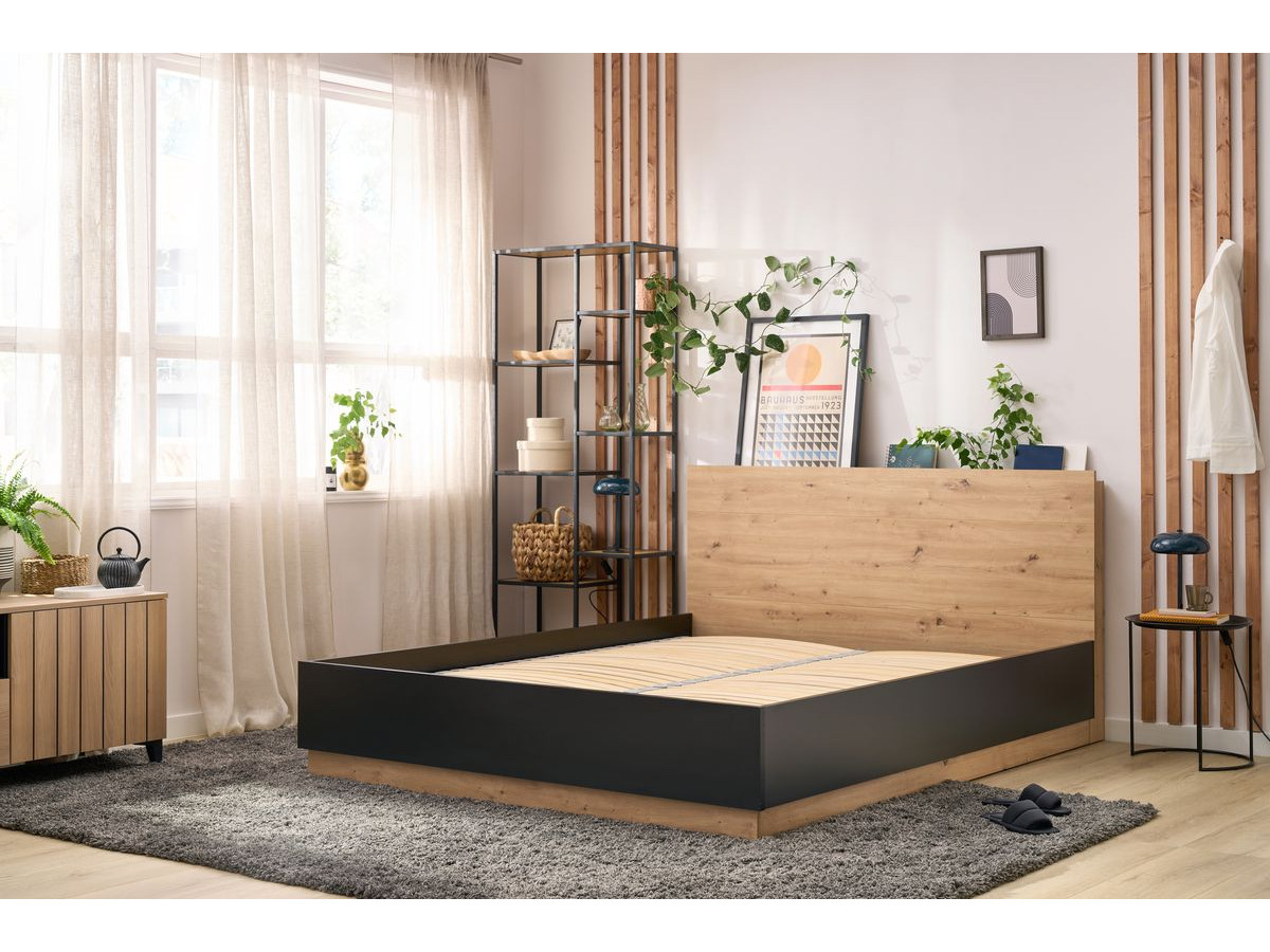 Lit coffre sommier et tête de lit inclus ZENITA