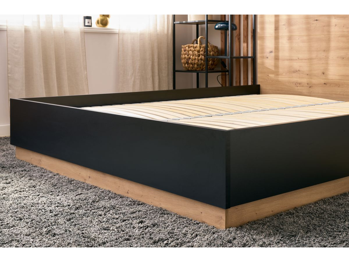 Lit coffre sommier et tête de lit inclus ZENITA