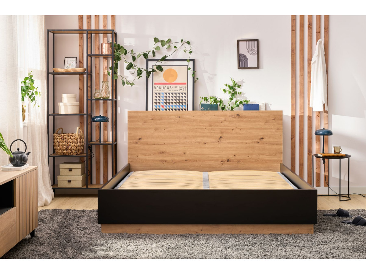 Lit coffre sommier et tête de lit inclus ZENITA