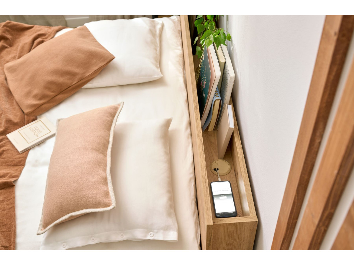 Lit coffre sommier et tête de lit inclus ZENITA