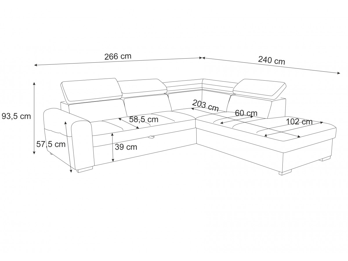 Canapé d'angle convertible coffre ARMAND