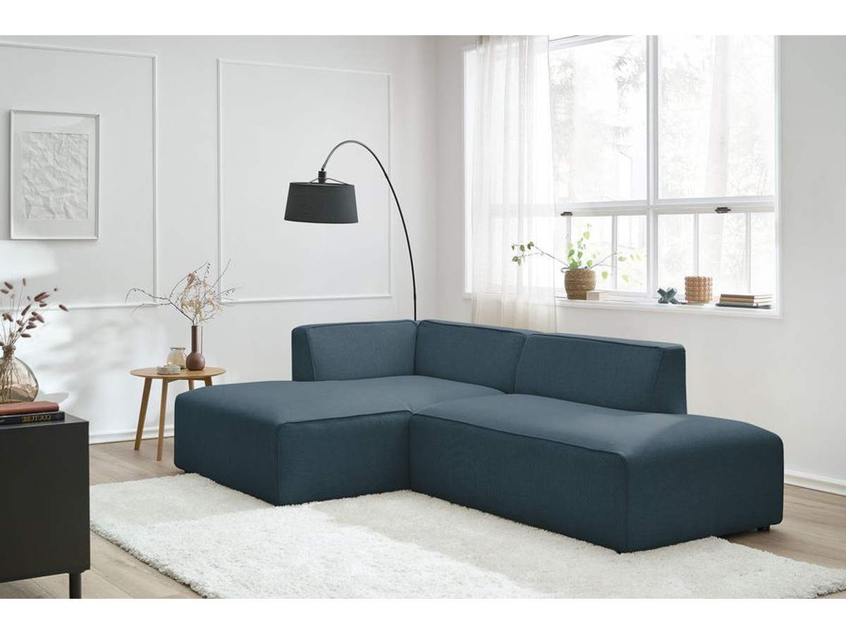Canapé d'angle fixe MEGEVE tissu chiné bleu foncé angle gauche BOBOCHIC 4 places - Vue supplémentaire 3