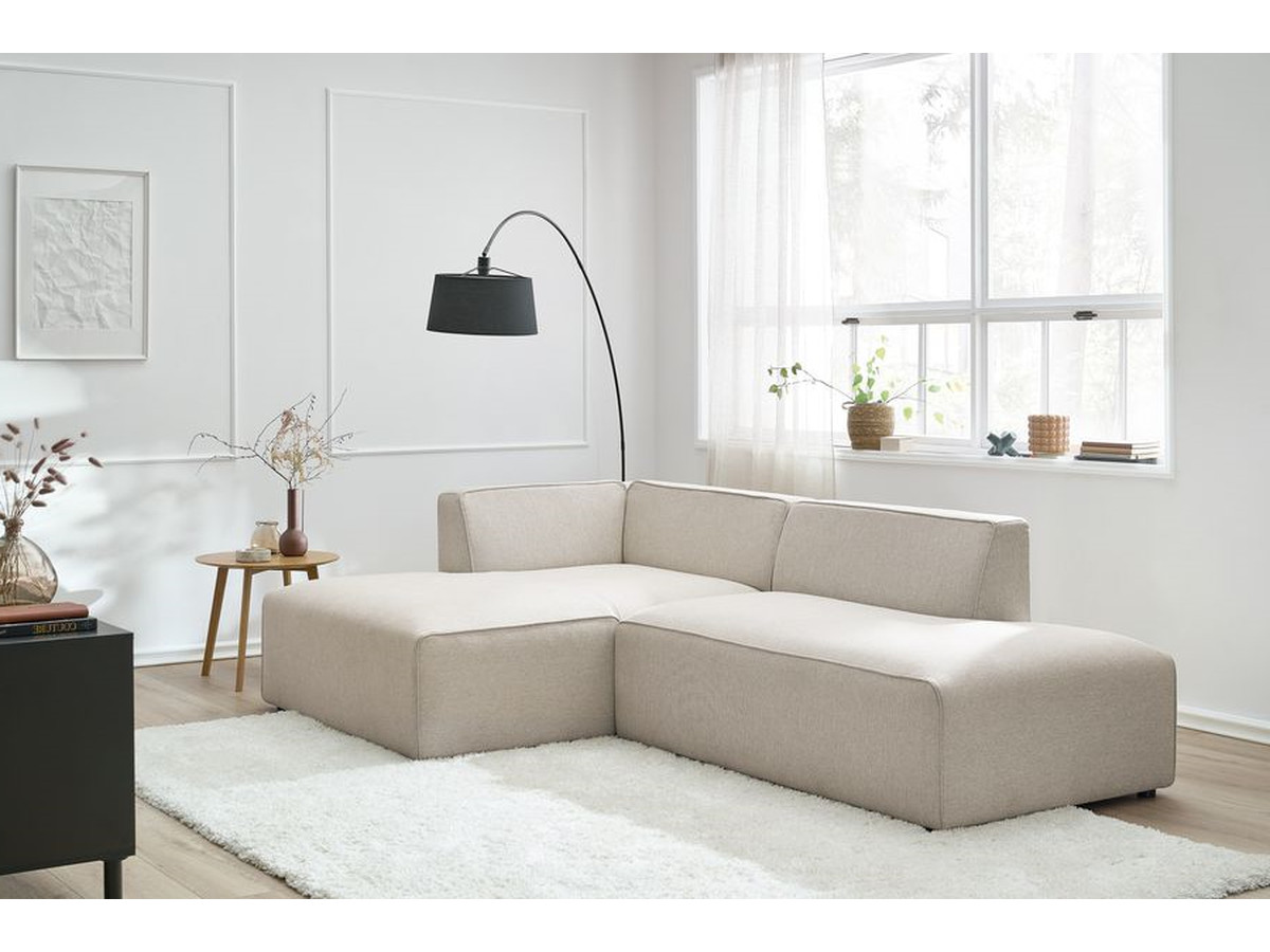 Canapé d'angle fixe MEGEVE tissu chiné beige angle gauche BOBOCHIC 4 places - Vue supplémentaire 3