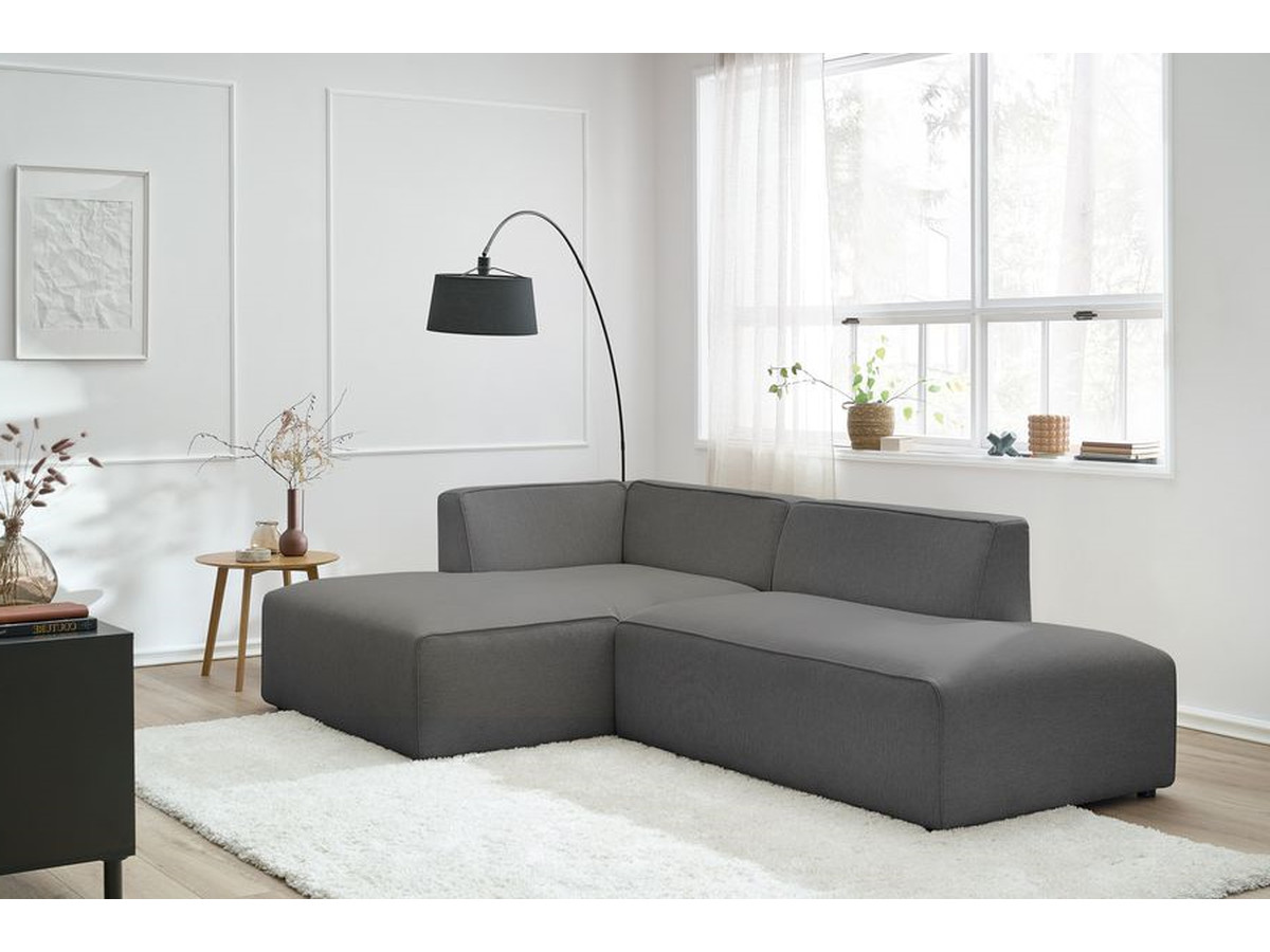 Canapé d'angle fixe MEGEVE tissu chiné gris foncé angle gauche BOBOCHIC 4 places - Vue supplémentaire 3