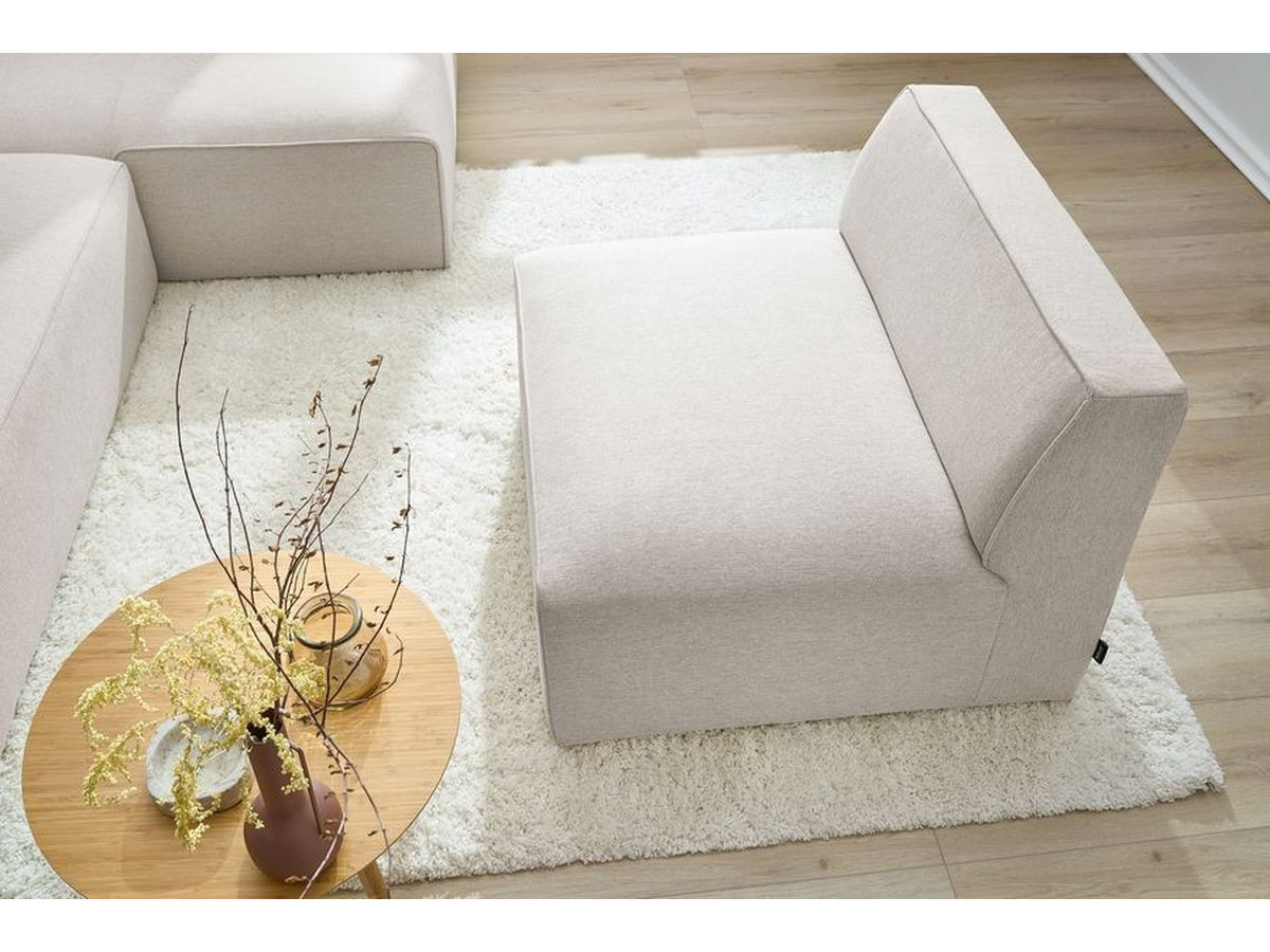 Canapé d'angle fixe EVEREST tissu chiné - Orange - Angle droit - 10 coussins