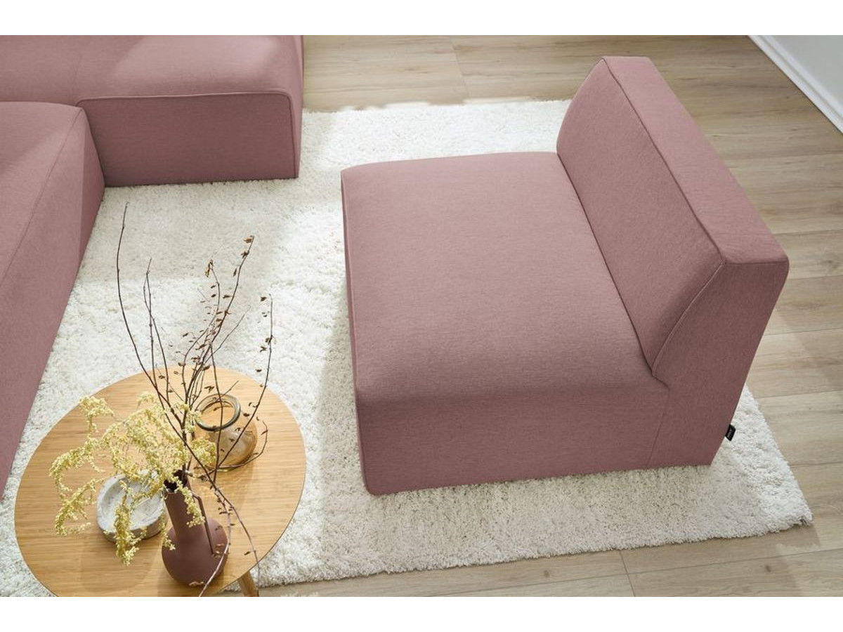 Canapé d'angle fixe EVEREST tissu chiné - Orange - Angle droit - 10 coussins