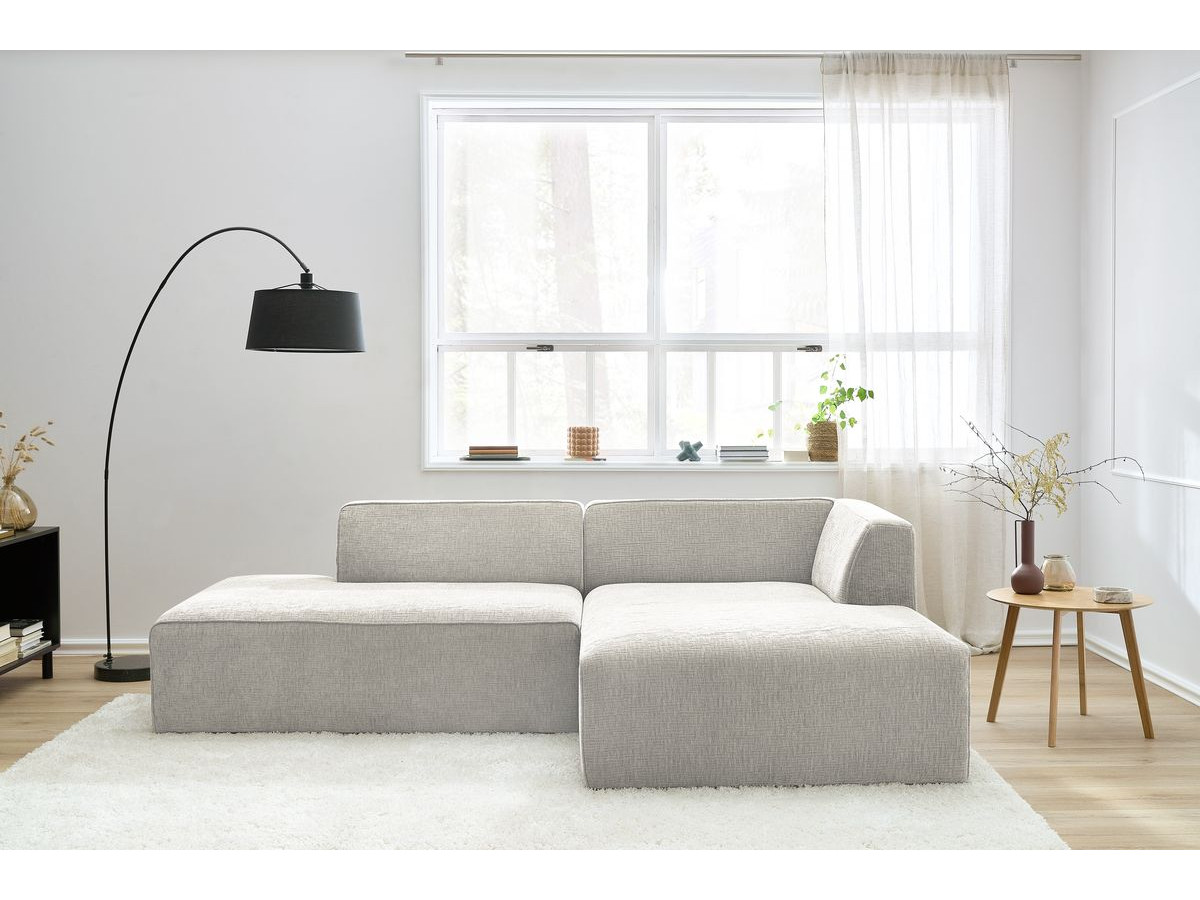 Canapé d'angle fixe MEGEVE tissu texturé beige angle droit BOBOCHIC 4 places - Vue supplémentaire 3