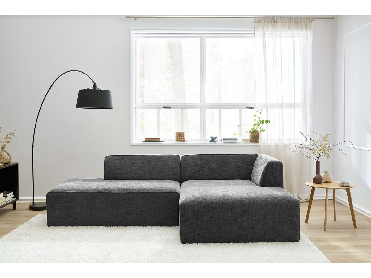 Canapé d'angle MEGEVE texturé gris foncé — vue 5