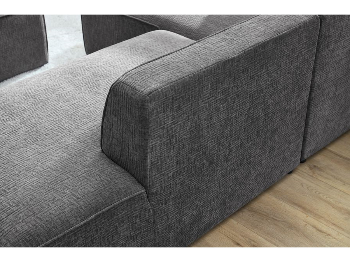 Canapé d'angle fixe EVEREST tissu chiné - Orange - Angle droit - 10 coussins