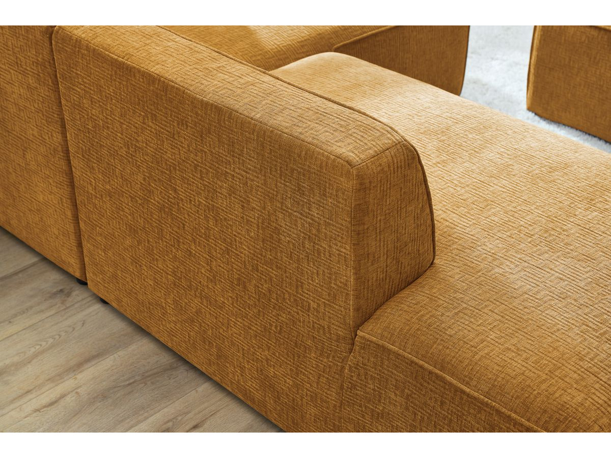 Canapé d'angle fixe EVEREST tissu chiné - Orange - Angle droit - 10 coussins