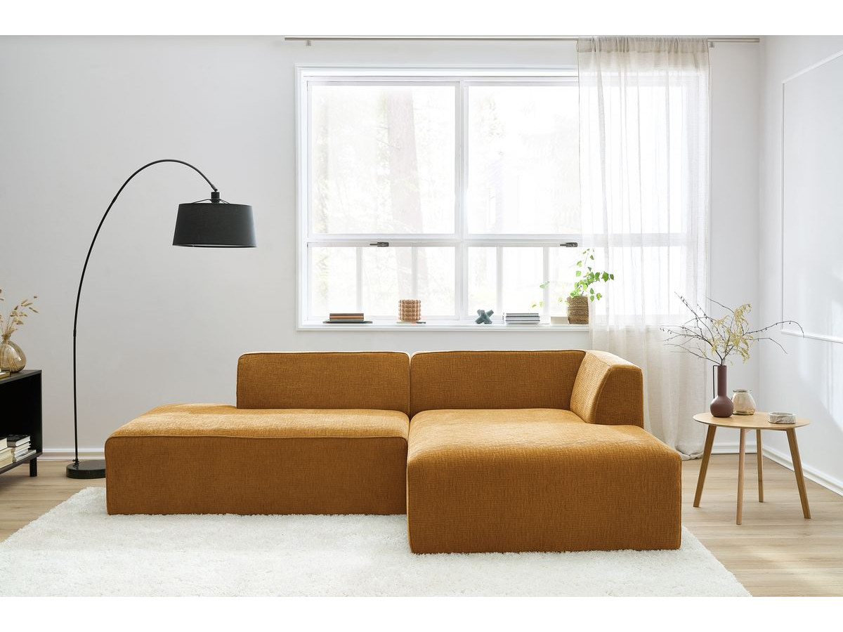 Canapé d'angle MEGEVE texturé jaune — vue 5