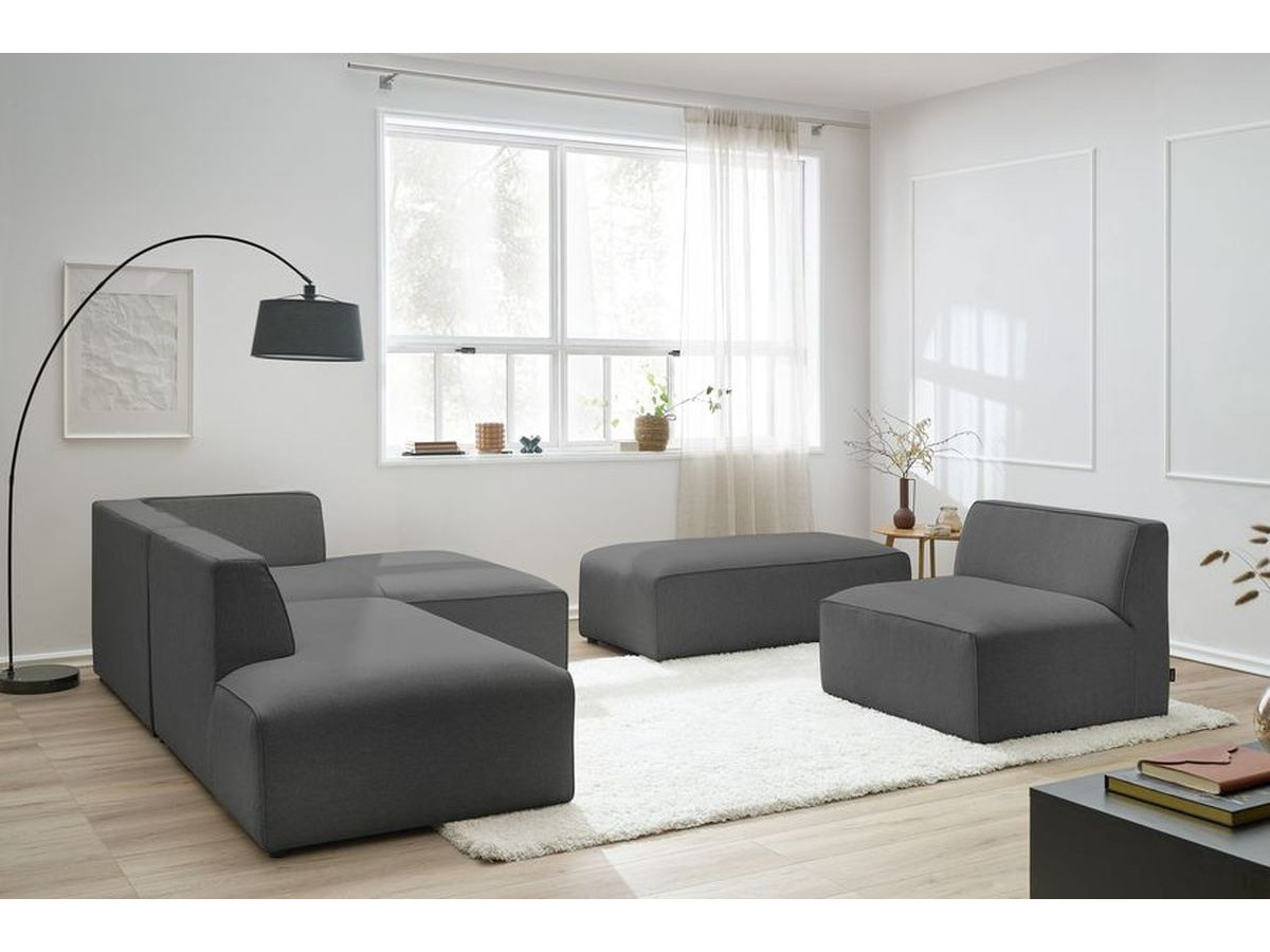 Canapé d'angle modulable MEGEVE chiné gris foncé — vue 5