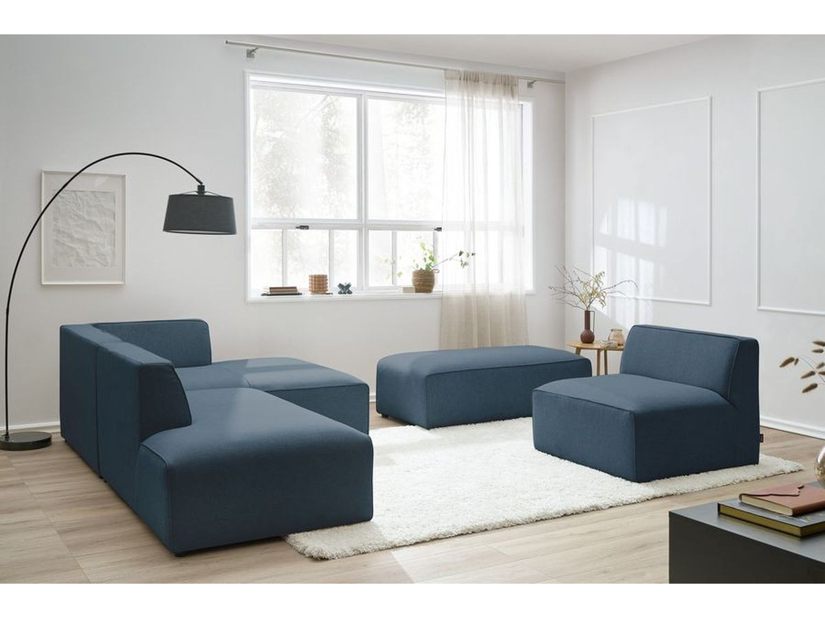 Canapé d'angle modulable MEGEVE chiné bleu foncé — vue 5