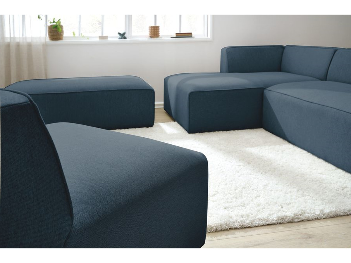Canapé d'angle fixe EVEREST tissu chiné - Orange - Angle droit - 10 coussins