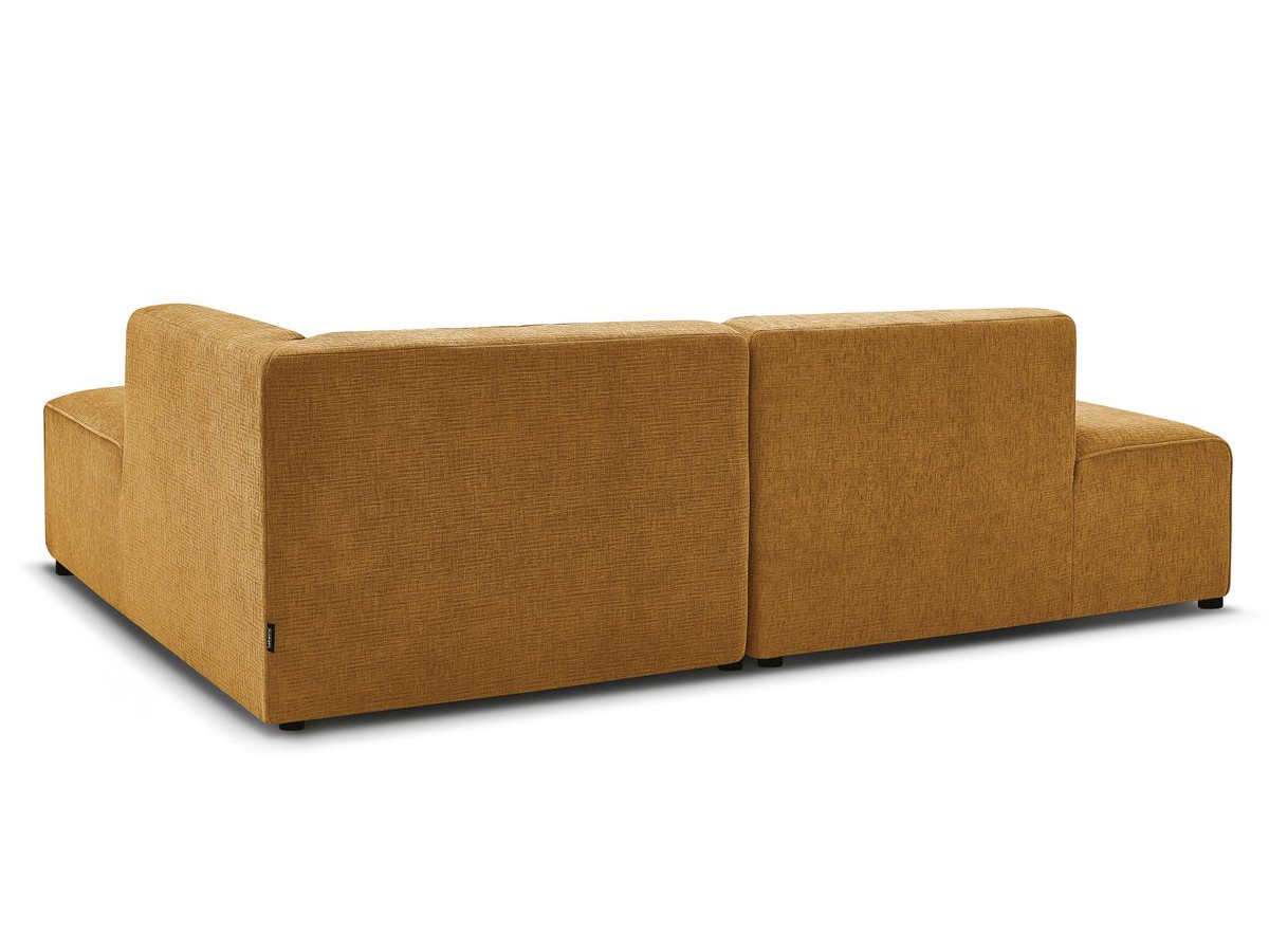 Canapé d'angle fixe EVEREST tissu chiné - Orange - Angle droit - 10 coussins
