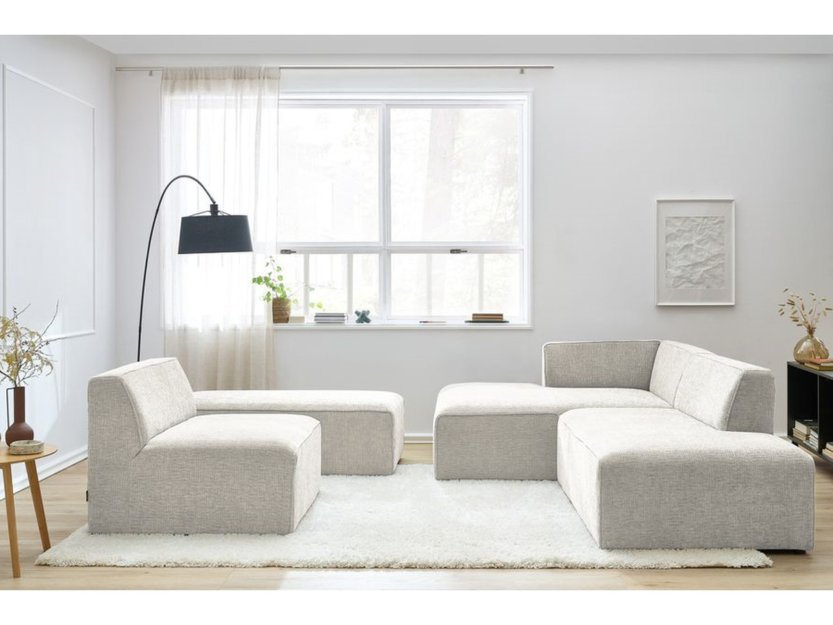 Canapé d'angle modulable MEGEVE texturé beige — vue 5