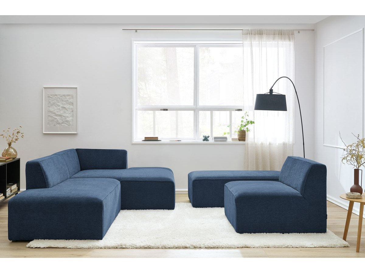 Canapé d'angle modulable MEGEVE texturé bleu foncé — vue 5