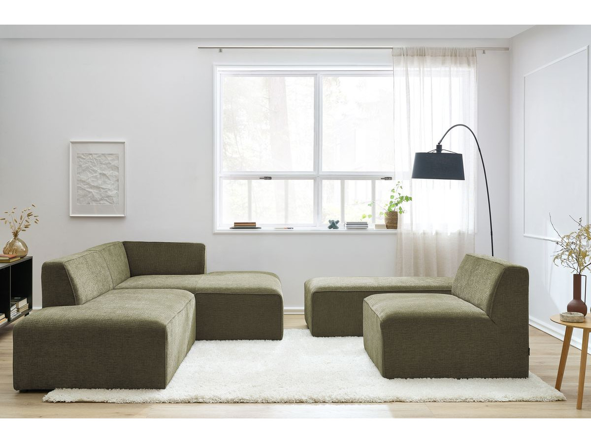 Canapé d'angle modulable MEGEVE texturé vert — vue 5