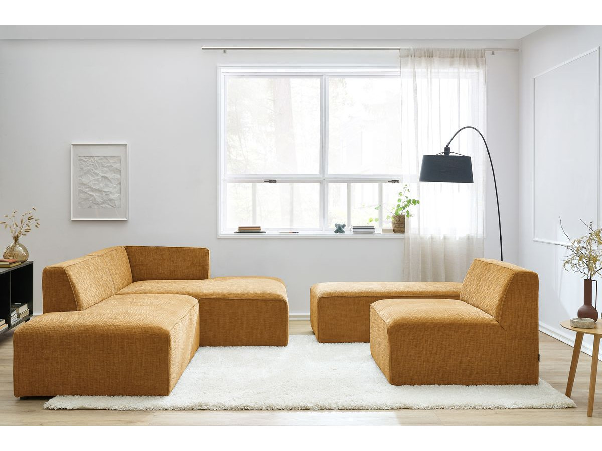 Canapé d'angle modulable MEGEVE texturé jaune — vue 5