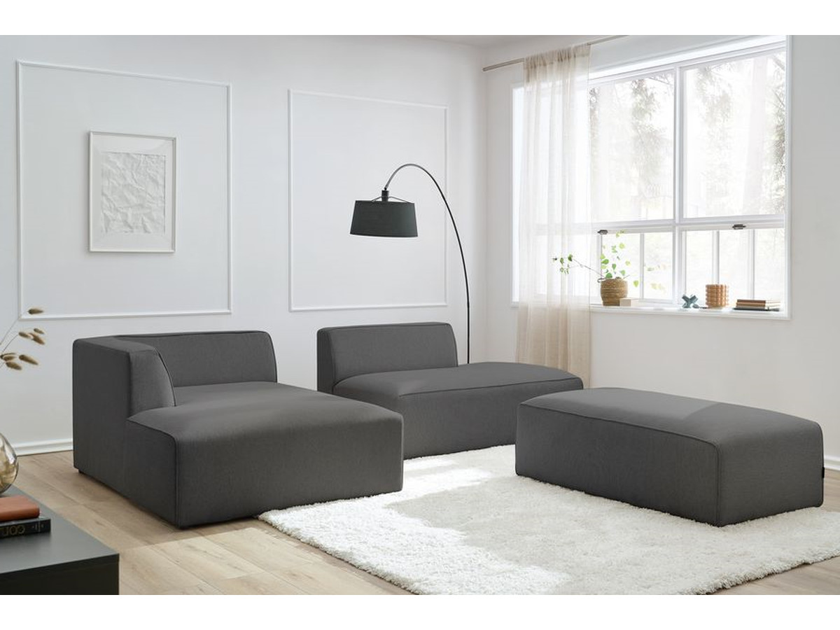 Canapé d'angle fixe EVEREST tissu chiné - Orange - Angle droit - 10 coussins