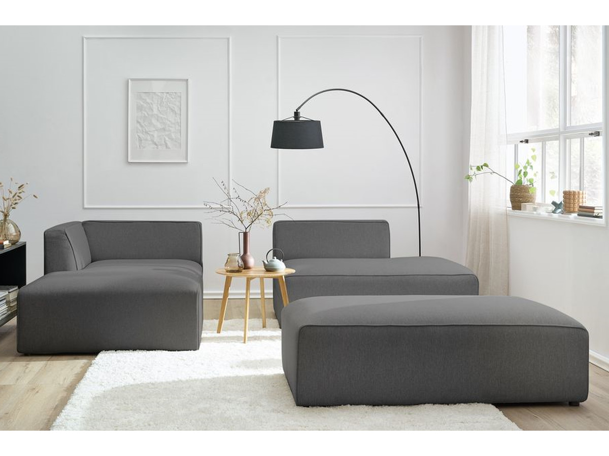 Canapé d'angle fixe EVEREST tissu chiné - Orange - Angle droit - 10 coussins